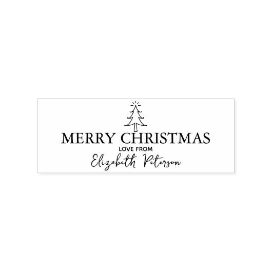 Minimalistisch Merry Christmas Tree Label Rubberstempel (Afrduk)