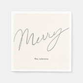 Minimalistisch Merry Script Cream Paper Servet (Voorkant)