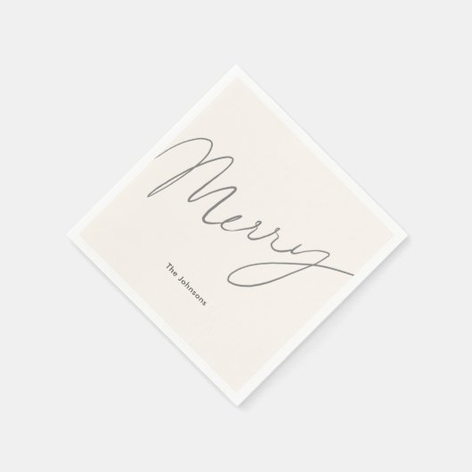 Minimalistisch Merry Script Cream Paper Servet (Hoek)