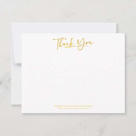 Minimalistisch met de hand geschreven bedankt Faux Notitiekaartje (Voorkant)