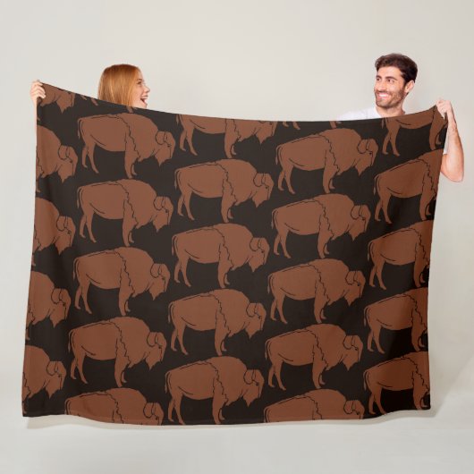 Minimalistisch met de hand getekend Buffalo-patroo Fleece Deken (In situ)
