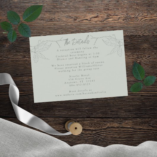 Minimalistisch met de hand getrokken wijnstokken S Informatiekaartje