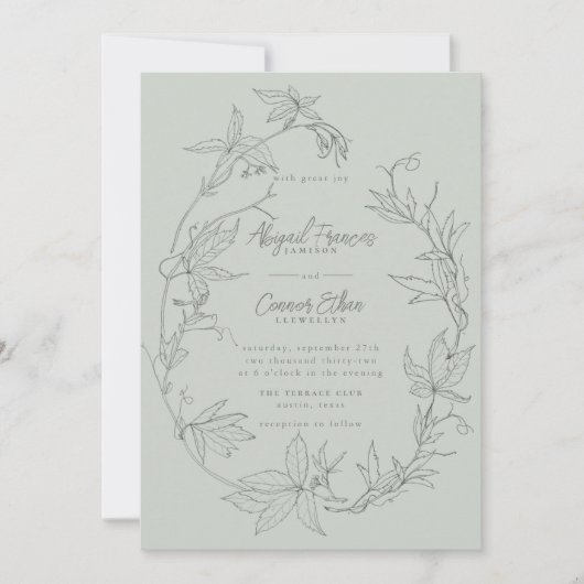 Minimalistisch met de hand getrokken wijnstokken S Kaart (Voorkant)