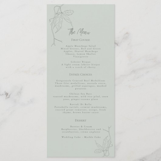 Minimalistisch met de hand getrokken wijnstokken S Menu (Voorkant)