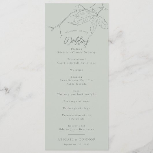 Minimalistisch met de hand getrokken wijnstokken S Programmakaart (Voorkant)