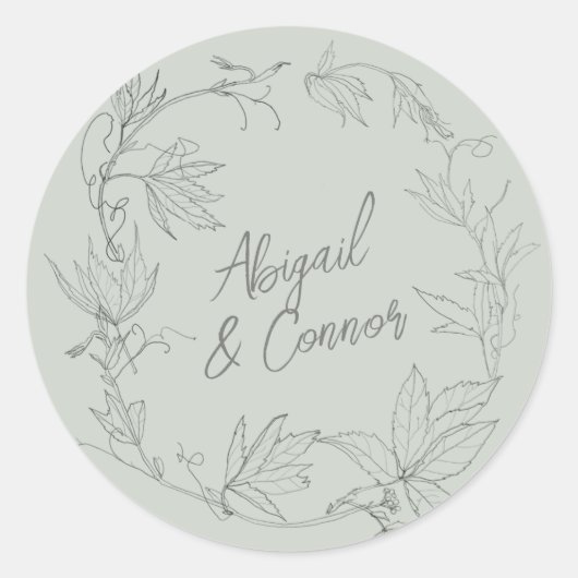 Minimalistisch met de hand getrokken wijnstokken S Ronde Sticker (Voorkant)