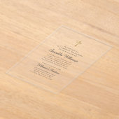 Minimalistisch met Faux Gold Cross Baptismal Acryl Uitnodigingen (Laagn)