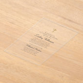 Minimalistisch met Faux Gold Cross Baptismal Acryl Uitnodigingen (Laagn)
