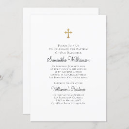 Minimalistisch met Faux Gold Cross Baptismal Kaart