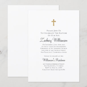 Minimalistisch met Faux Gold Cross Baptismal Kaart