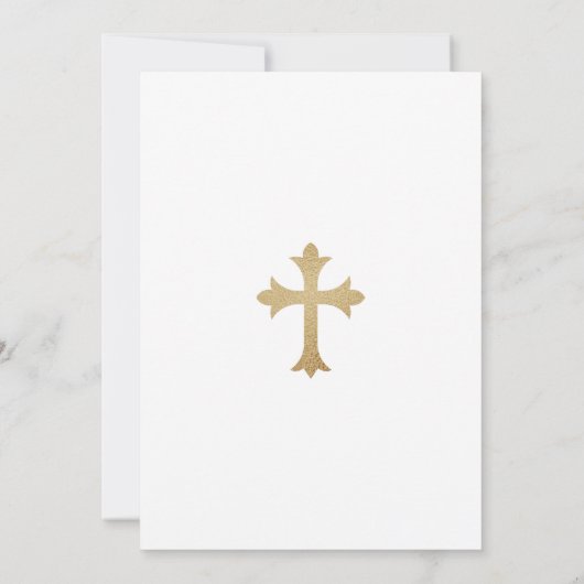 Minimalistisch met Faux Gold Cross Baptismal Kaart (Achterkant)