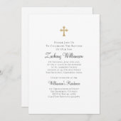 Minimalistisch met Faux Gold Cross Baptismal Kaart (Voorkant / Achterkant)