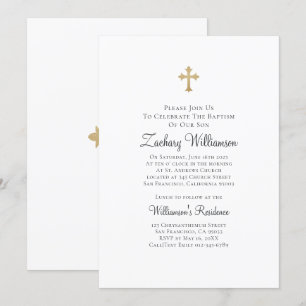 Minimalistisch met Faux Gold Cross Baptismal Kaart