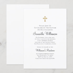 Minimalistisch met Faux Gold Cross Baptismal Kaart