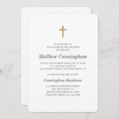 Minimalistisch met Faux Gold Cross Boy Baptismal Kaart (Voorkant / Achterkant)