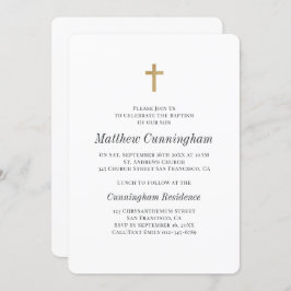 Minimalistisch met Faux Gold Cross Boy Baptismal Kaart