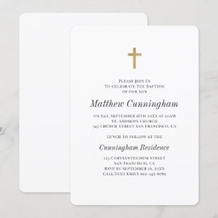 Minimalistisch met Faux Gold Cross Boy Baptismal Kaart
