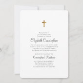 Minimalistisch met Faux Gold Cross Memorial Funera Kaart (Voorkant)