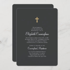 Minimalistisch met Faux Gold Cross Memorial Funera Kaart