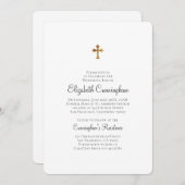 Minimalistisch met Faux Gold Cross Memorial Funera Kaart (Voorkant / Achterkant)