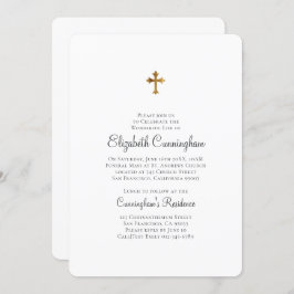 Minimalistisch met Faux Gold Cross Memorial Funera Kaart