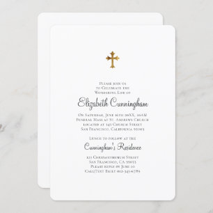 Minimalistisch met Faux Gold Cross Memorial Funera Kaart