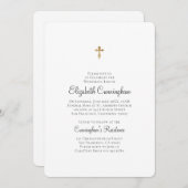 Minimalistisch met Faux Gold Cross Memorial Funera Kaart (Voorkant / Achterkant)