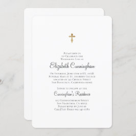 Minimalistisch met Faux Gold Cross Memorial Funera Kaart