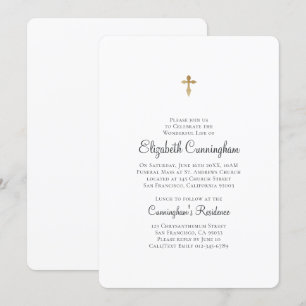 Minimalistisch met Faux Gold Cross Memorial Funera Kaart
