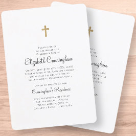 Minimalistisch met Faux Gold Cross Memorial Funera Kaart