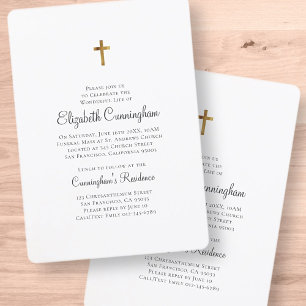 Minimalistisch met Faux Gold Cross Memorial Funera Kaart