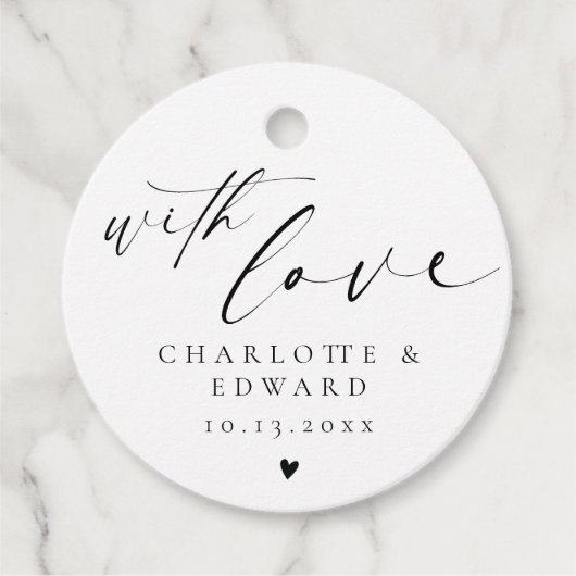 Minimalistisch met liefde bruiloft gunsten Labels (Voorkant)