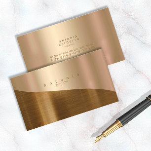 Minimalistisch Metal Wave Two-Tone Gold ID805 Visitekaartje