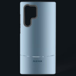 Minimalistisch metallic blauw achtergrond monogram samsung galaxy hoesje<br><div class="desc">Eenvoudig,  modern en elegant afbeelding met een metallic blauwe achtergrond. Glanzend blauw streepaccent en een monogram.</div>