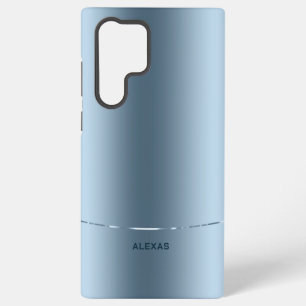 Minimalistisch metallic blauw achtergrond monogram samsung galaxy hoesje