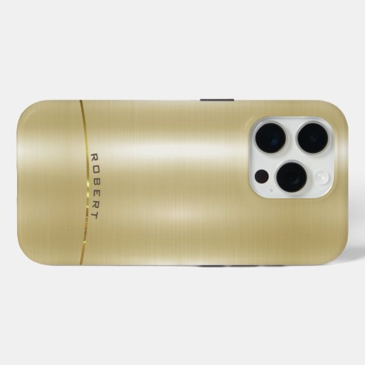 Minimalistisch metallic goud monogram Case-Mate iPhone case (Achterkant (horizontaal))