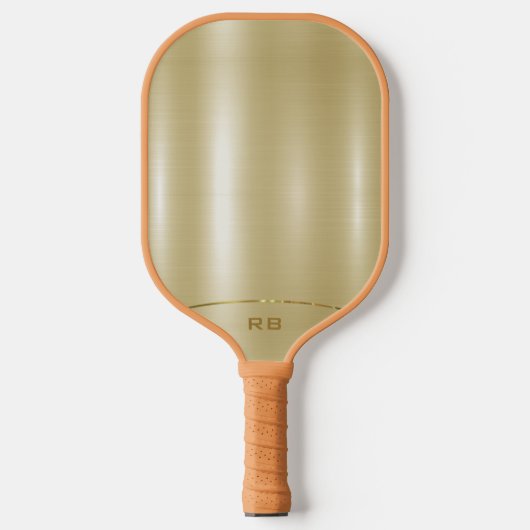 Minimalistisch metallic goud monogram pickleball paddle (Voorkant)