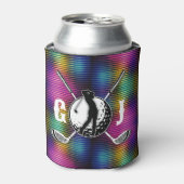 Minimalistisch Metallic Kleurrijke Golf Monogram O Blikjeskoeler (Blikje Voorkant)