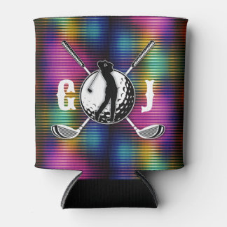 Minimalistisch Metallic Kleurrijke Golf Monogram O Blikjeskoeler