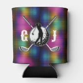 Minimalistisch Metallic Kleurrijke Golf Monogram O Blikjeskoeler (Achterkant)