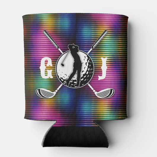 Minimalistisch Metallic Kleurrijke Golf Monogram O Blikjeskoeler (Achterkant)