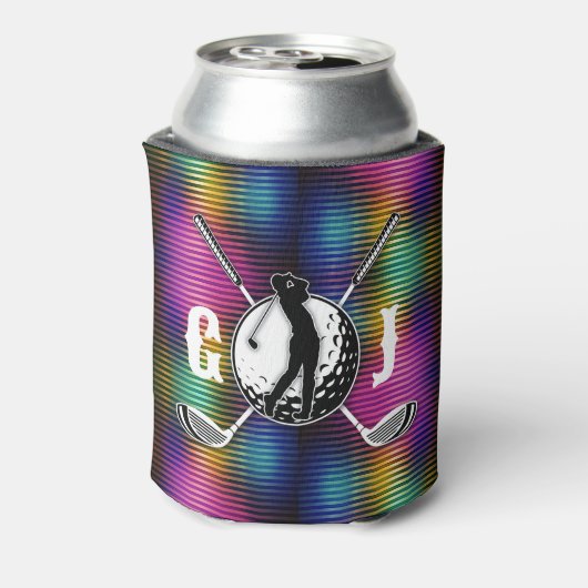 Minimalistisch Metallic Kleurrijke Golf Monogram O Blikjeskoeler (Blikje Achterkant)