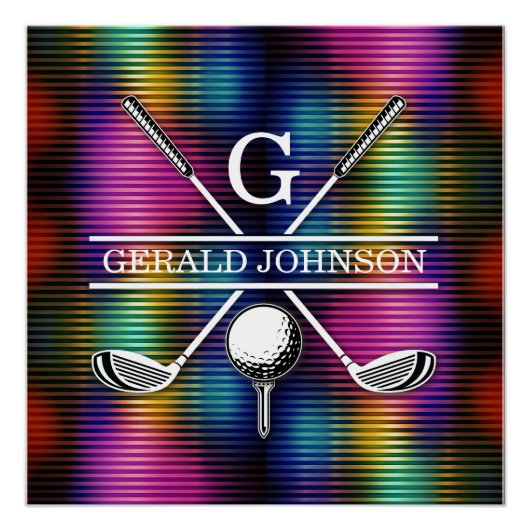 Minimalistisch Metallic Kleurrijke Golf Monogram O Perfect Poster (Voorkant)