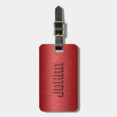 Minimalistisch Metallic Rood Geborsteld Aluminium  Bagagelabel (Voorkant verticaal)