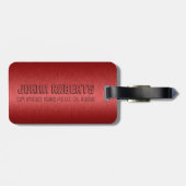 Minimalistisch Metallic Rood Geborsteld Aluminium  Bagagelabel (Achterkant horizontaal)