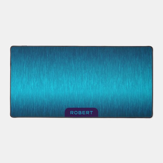 Minimalistisch metallic turkoois geborsteld alumin bureaumat (Voorkant)