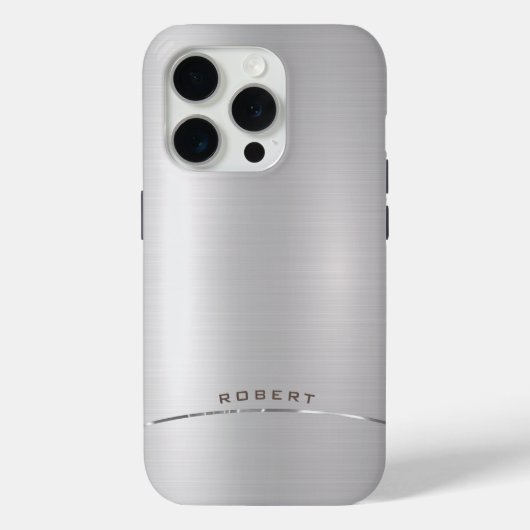 Minimalistisch metallic zilver monogram Case-Mate iPhone case (Achterkant)