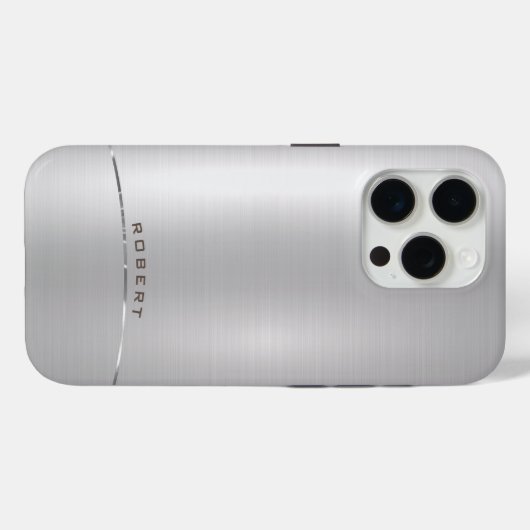 Minimalistisch metallic zilver monogram Case-Mate iPhone case (Achterkant (horizontaal))