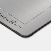 Minimalistisch metallic zilver textuur zilver lijs bureaumat (Hoek)