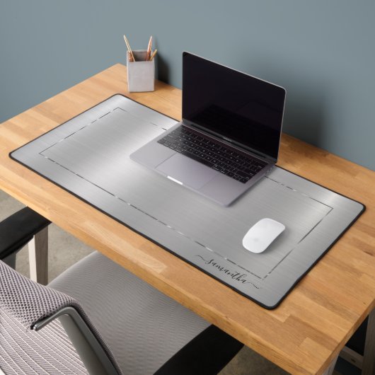Minimalistisch metallic zilver textuur zilver lijs bureaumat (Kantoor 2)